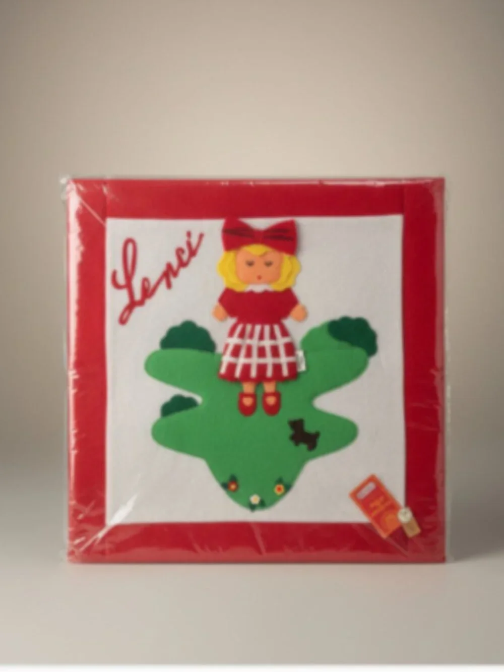 Lenci Italy Felt Pillow Cover Lot of 3 Handmade Wool Art Girl Dog 20x20 NWT
